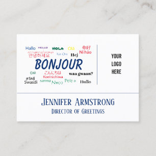 Bonjour hallo Weltreise-Sprachbunter Name Visitenkarte