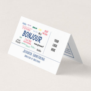 Bonjour hallo Weltreise-Sprachbunter Name Visitenkarten