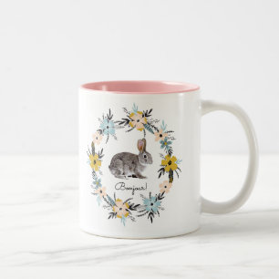 Bonjour! Häschen-und Zweifarbige Tasse