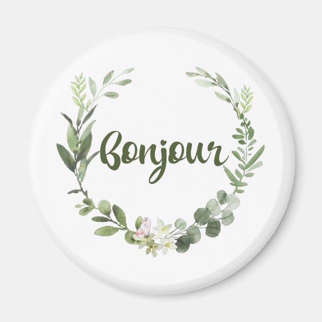 Bonjour Hello French Magnet (Vorne)