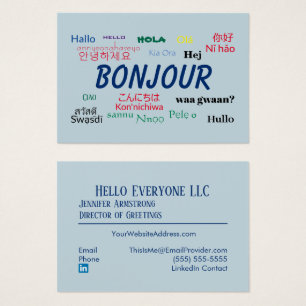 Bonjour Hello Languages World Colorful