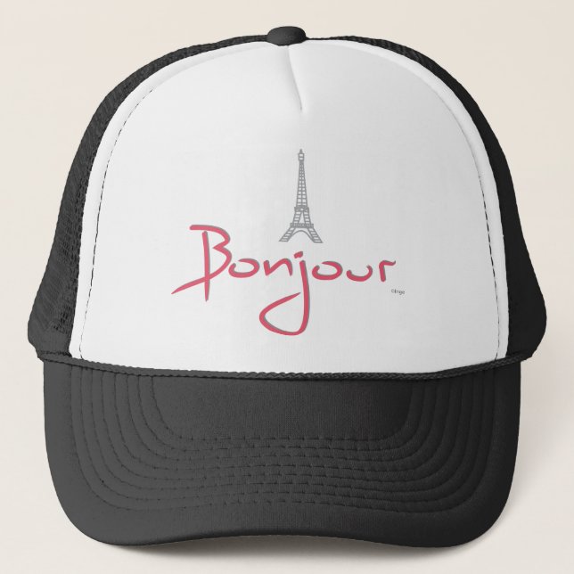 Bonjour (Hello) Paris Truckerkappe (Vorderseite)