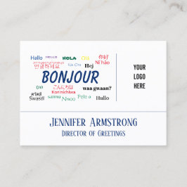 Bonjour Hello World Travel Languages Colorful Name Visitenkarte