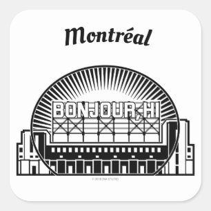 Bonjour Hi Montréal Quadratischer Aufkleber