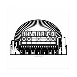 Bonjour, Hi Sehenswürdigkeit Wood Art Briefmarke Gummistempel