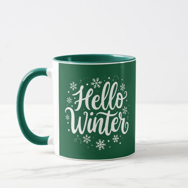 Bonjour Hiver Élégant Noël Deux Tone Café Mug (Gauche)