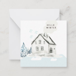 Bonjour hiver Noël Snowy Cabine Carte photo