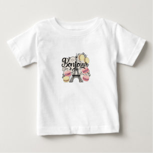 "Bonjour" in einem schicken französischen Schrifta Baby T-shirt