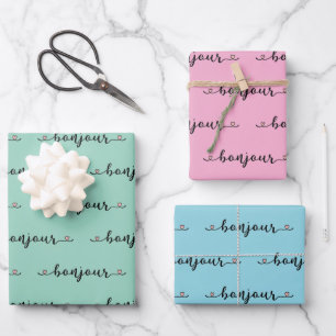 Bonjour Kachel Design Geschenkpapier Set