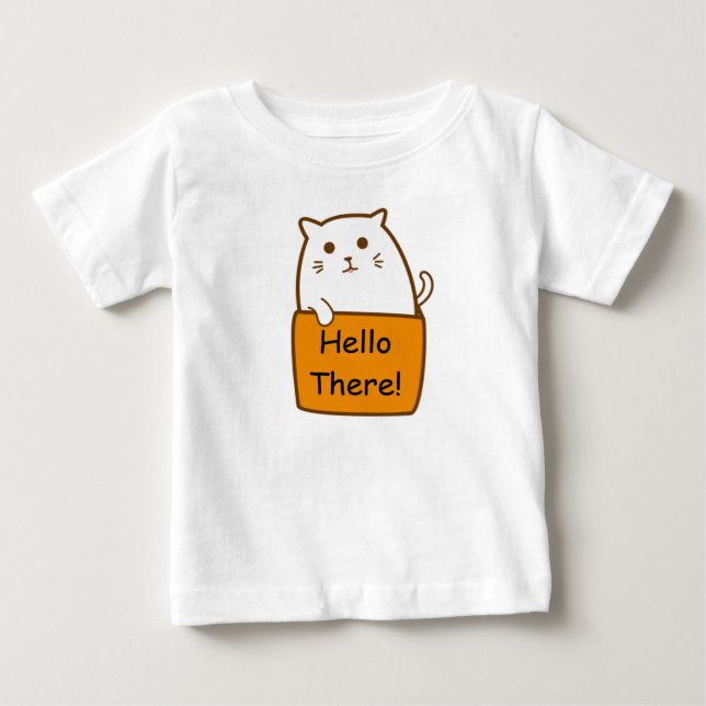 Bonjour là T-shirt mignon de minou de chat (Devant)