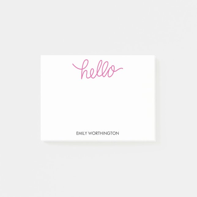 Bonjour Lettering Custom Post-it® Notes (Fuchsia) (Devant)