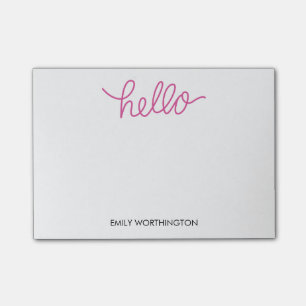Bonjour Lettering Custom Post-it® Notes (Fuchsia)