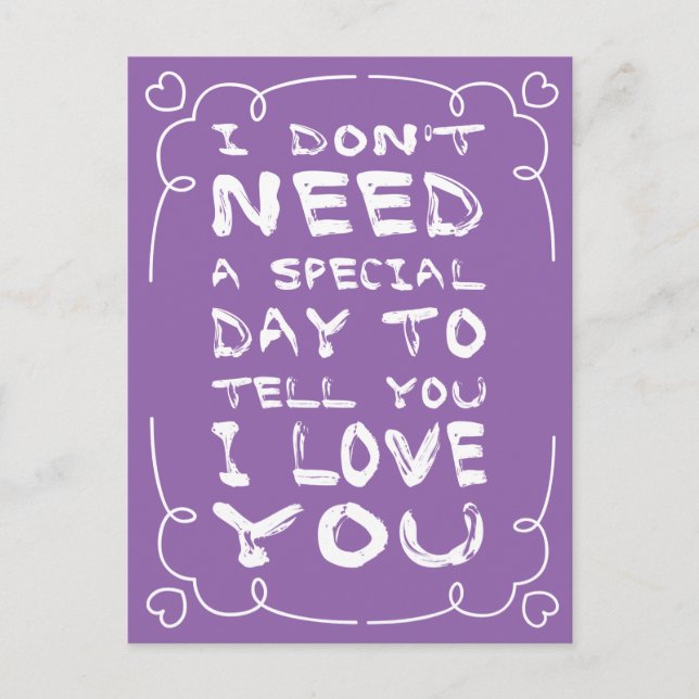 Bonjour, Love Purple Et White Heart Carte Postale (Devant)