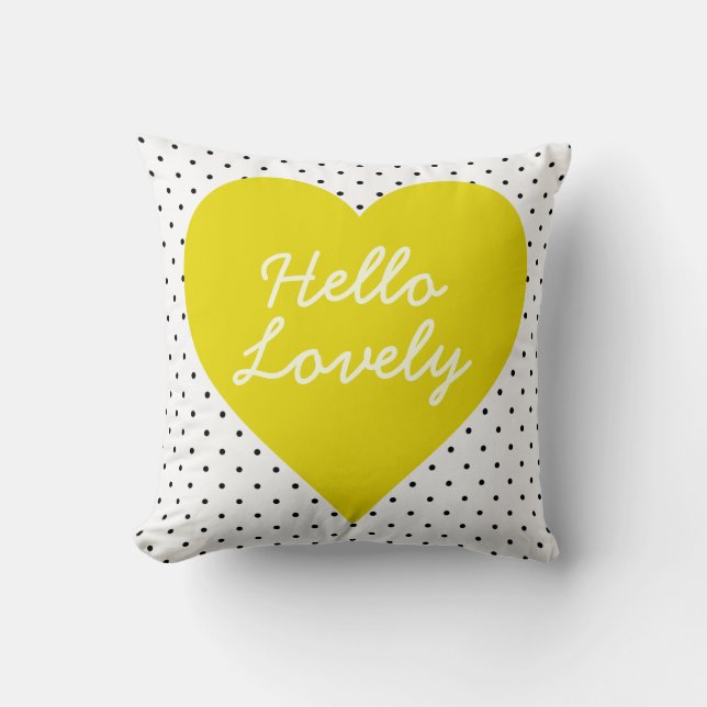 Bonjour Lovely Polka Dot Heart Coussin (Recto)