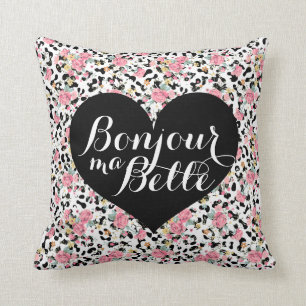 Bonjour MA bezaubernder Retro Blumenleopard Kissen