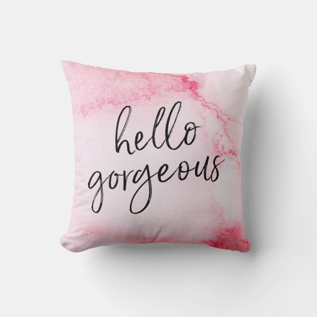 bonjour magnifique coussin d'aquarelle lettré à la (Recto)