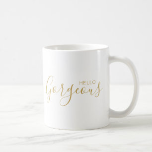 Bonjour Magnifique Gold Script Modern Café Mug
