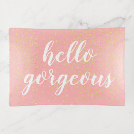 Bonjour magnifique plateau de trinket en or rose