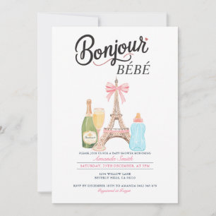 Bonjour Milk Flasche Französisch Baby Dusche Einla Einladung