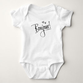 "Bonjour" mit optionalem Personalisierten Namen Baby Strampler