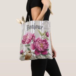 Bonjour Modern retro botanical stripped teacher Tasche