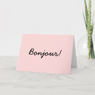 Bonjour Modern Script Creme Elfenbein Design Karte