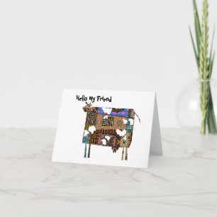 Bonjour mon ami - Carte de vœux pliée vache