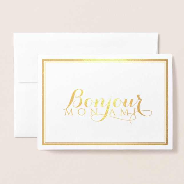 Bonjour Mon Ami French Folienkarte (Vorderseite mit Umschlag)