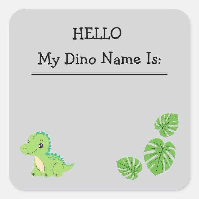 Bonjour Mon Dino Nom Est Nom Balise Sticker (Devant)