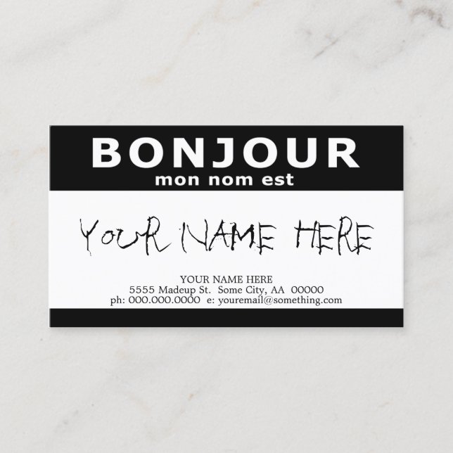 BONJOUR mon noir name tag (Vorderseite)