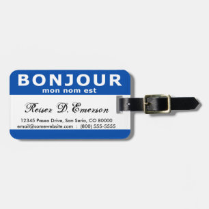 BONJOUR mon nom est (blau) Gepäckanhänger