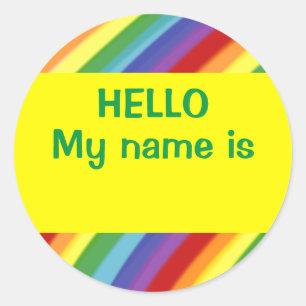 Bonjour Mon Nom Est Rainbow Nametag Stickers Gay/K