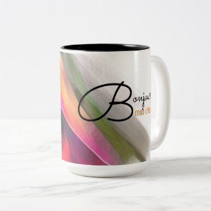 Bonjour Montag chéri. Abstrakte Entwurfsgeschenk Zweifarbige Tasse