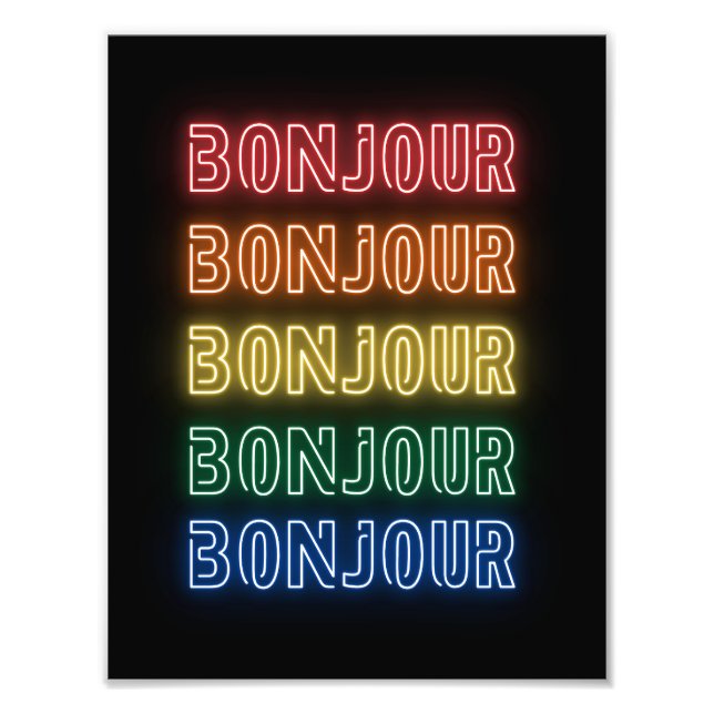 Bonjour Neon Themed Modern Rainbow  Fotodruck (Vorne)