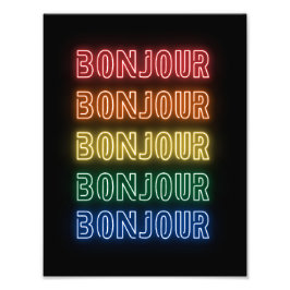 Bonjour Neon-Themene Moderner Regenbogen Fotodruck