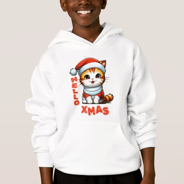 Bonjour Noël - Chat de Noël mignon en costume Père (Devant)
