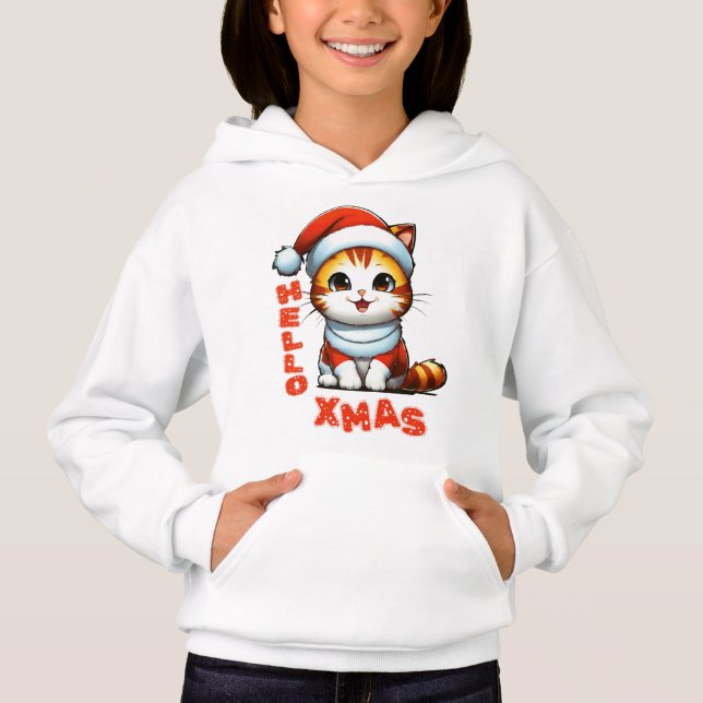 Bonjour Noël - Chat de Noël mignon en costume Père (Devant)