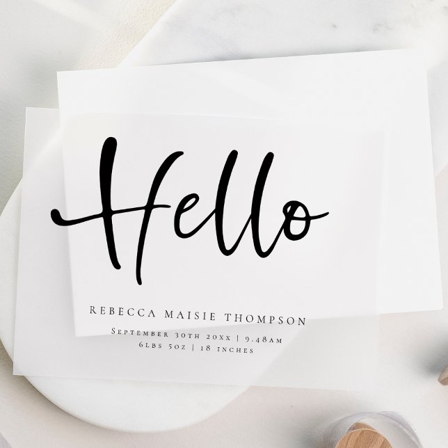 Bonjour Nom bébé Statistiques Faire-part de naissa (Créateur téléchargé)