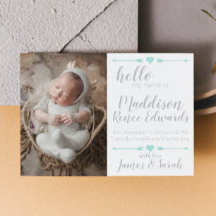 Bonjour nouveau faire-part de naissance bébé avec