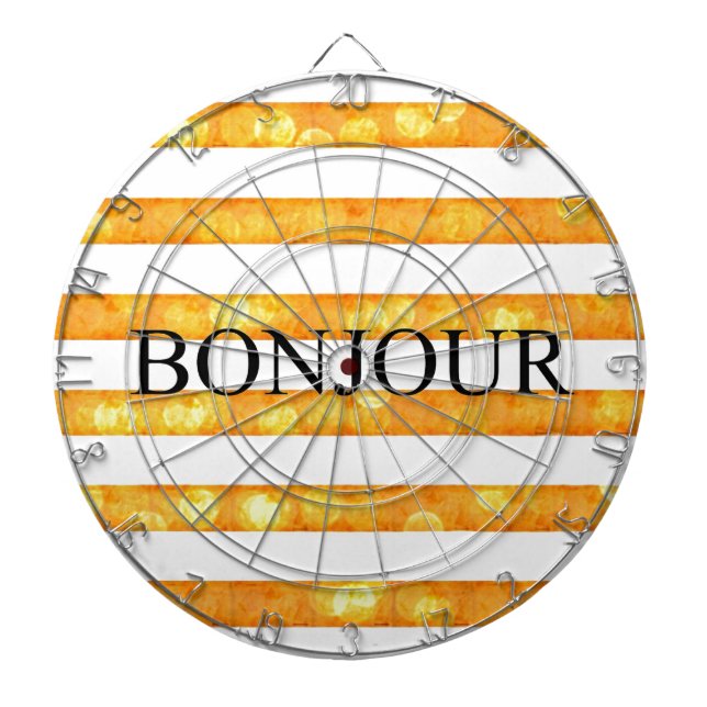 Bonjour Orange Stripe Bokeh Dartscheibe (vorne)
