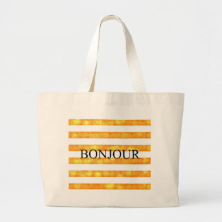 Bonjour Orange Stripe Bokeh Jumbo Stoffbeutel
