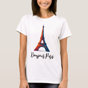 Bonjour Paris betiteltes Reise-T-Shirt-Design T-Shirt