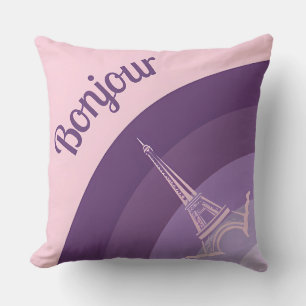 Bonjour Paris Eiffel Tower Art Throw Kissen