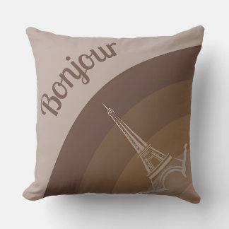 Bonjour Paris Eiffel Tower Art Throw Kissen