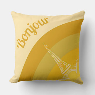 Bonjour Paris Eiffel Tower Art Throw Kissen