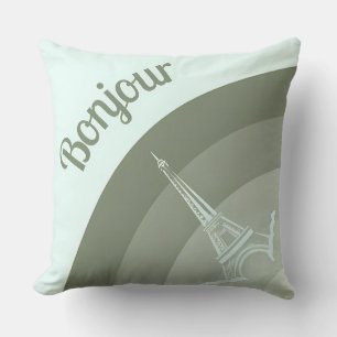 Bonjour Paris Eiffel Tower Art Throw Kissen