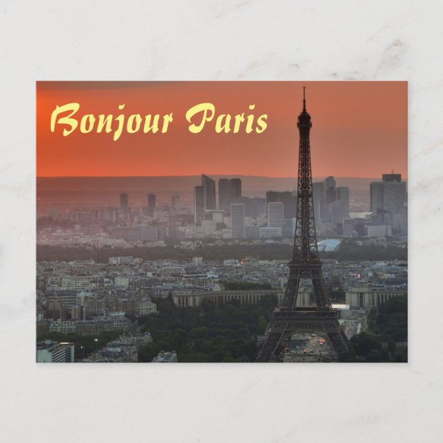 Bonjour Paris Eiffel Tower European Art Postkarte (Vorderseite)