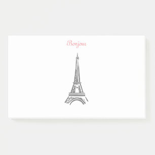 Bonjour Paris Eiffelturm-Anmerkungen Post-it Klebezettel