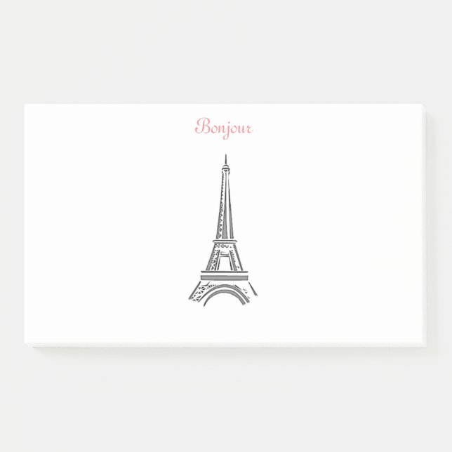Bonjour Paris Eiffelturm-Anmerkungen Post-it Klebezettel (Vorderseite)