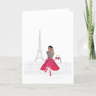 Bonjour Paris ! Femme par carte Tour Eiffel